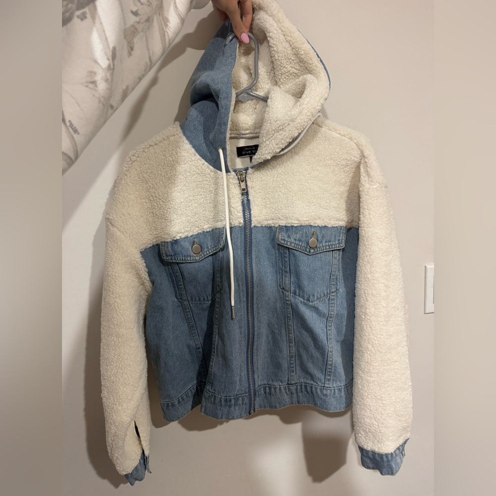 Blue Blush Cozy Sherpa and Denim Jacket